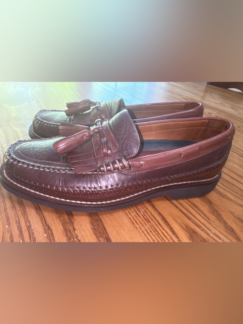H.S. Trask Two-Tone Brown Leather Tassel Loafers (shoe19)